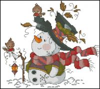схема для вышивки крестом Мистер Снеговик