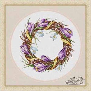 Вышивка крестом Веночек с крокусами
