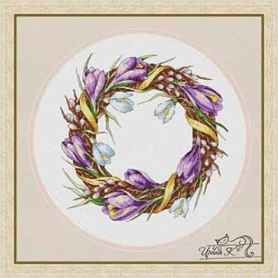 Вышивка крестом Веночек с крокусами