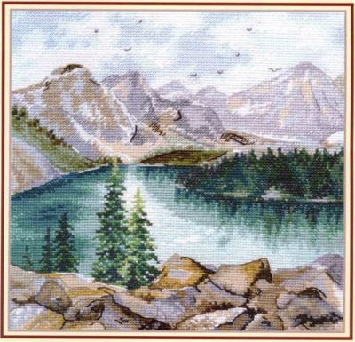 схема вышивки крестом озеро Морейн