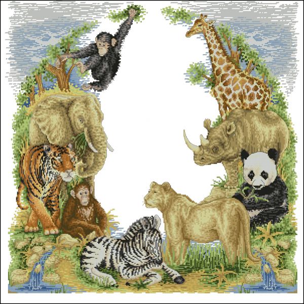 Вышивка крестом Союз зверей