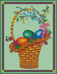 схема вышивки крестом пасхальная корзинка