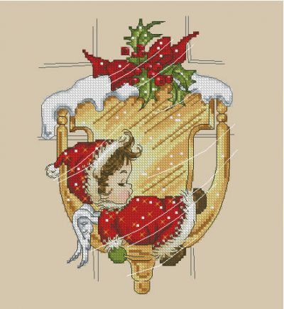 схема вышивки крестом рождественский ангел