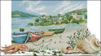 Вышивка крестом Морской пейзаж с ракушками 2ч.