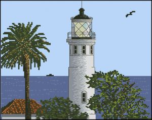 Маяк с морским пейзажем