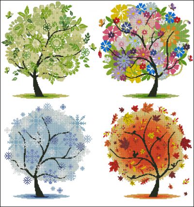 схема для вышивки крестом Сезоны-деревья
