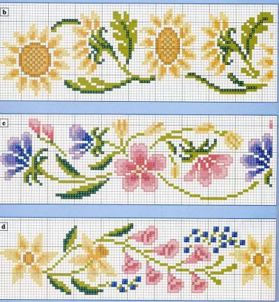 Вышивка крестом Цветочно-солнечные орнаменты