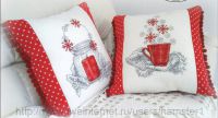 схема вышивки зимних подушек в технике блекворк