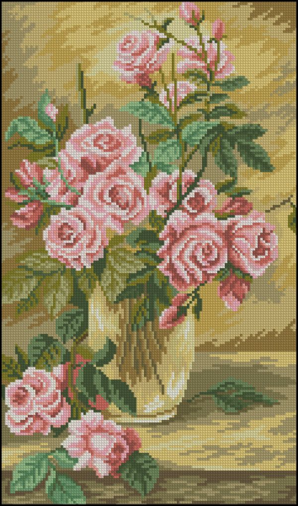 схема вышивки крестом  прекрасный букет роз от чудесных мгновений