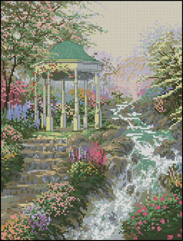 Вышивка крестом Альтанка у реки