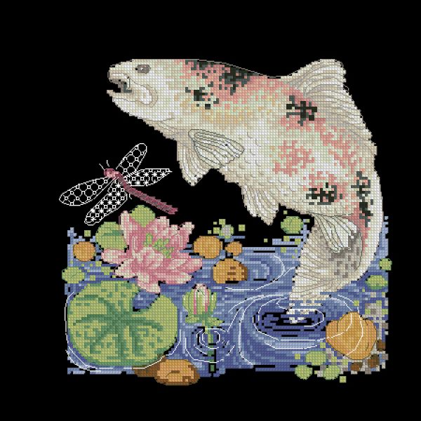 схема вышивки крестом Рыбка