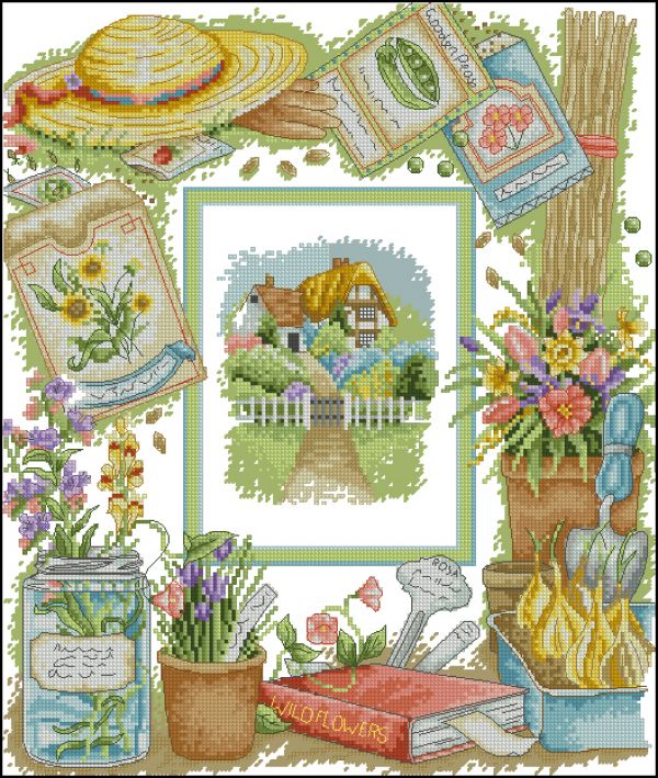 схема для вышивки крестом Вокруг сада
