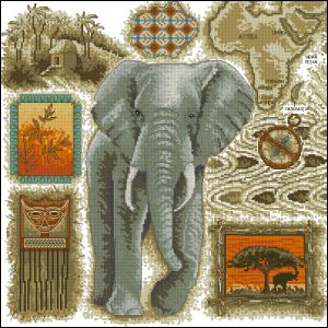 схема вышивки крестом слон из серии африка