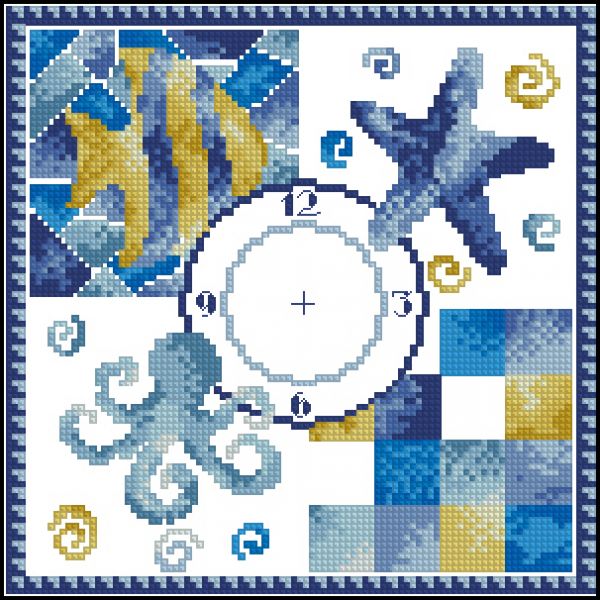 схема вышивки крестом морские часы