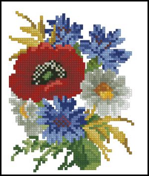 Вышивка крестом Цветы полевые - милый букетик