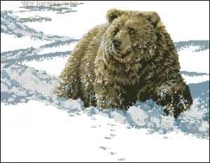 Вышивка крестом Важный гризли