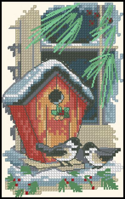 схема вышивки крестом зимние птички