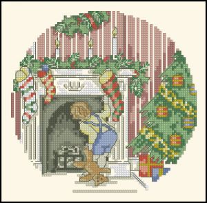 схема вышивки крестом в ожидании Санты