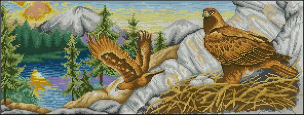 схема для вышивки крестом Семья орлов