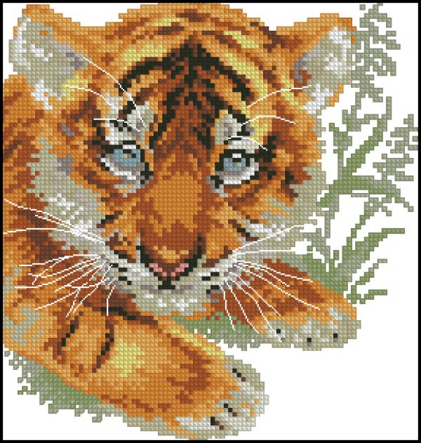 Вышивка крестом Малыш тигренок