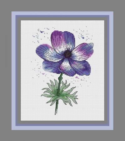 Вышивка крестом Нежный анемон