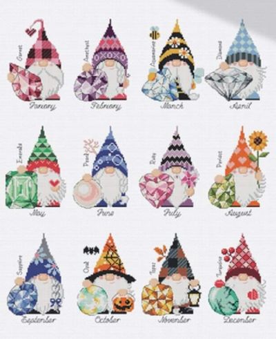 Вышивка крестом Гномы с камнями