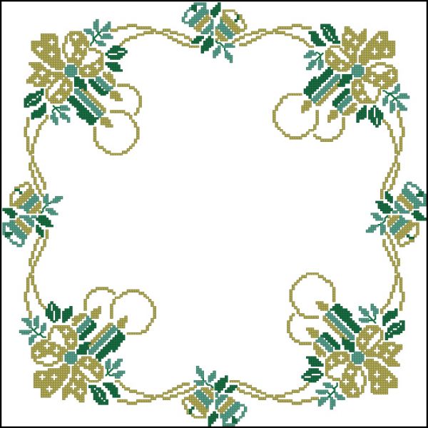 схема вышивки крестом рождественская скатерть со свечами