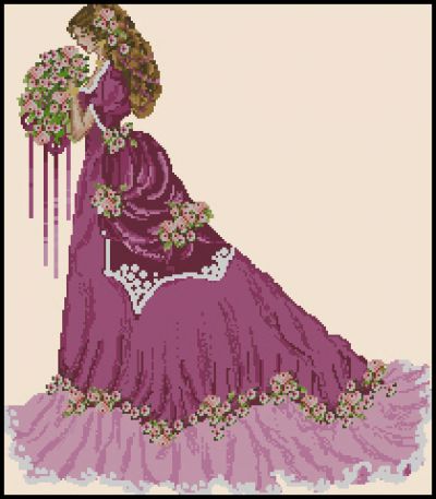 Вышивка крестом Леди в розовом