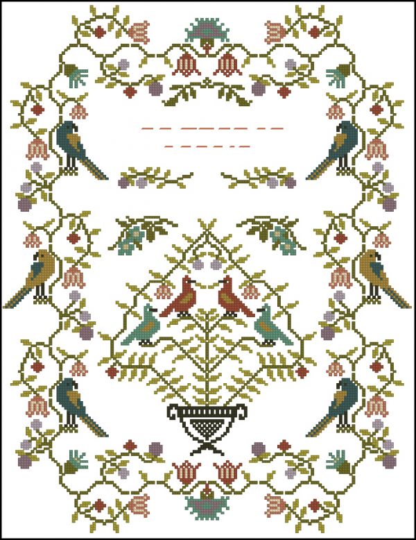 Вышивка крестом Птичий семплер