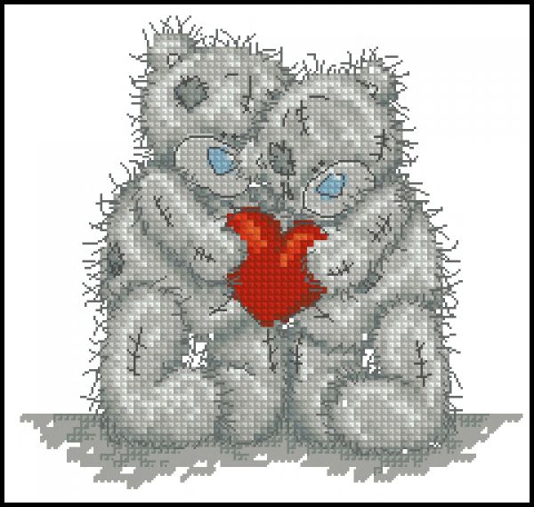 Вышивка крестом Влюбленные теддики