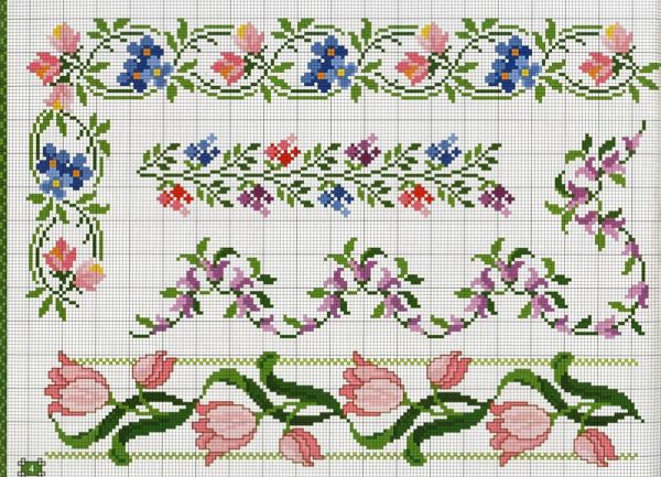 Вышивка крестом Орнамент для бордюр5