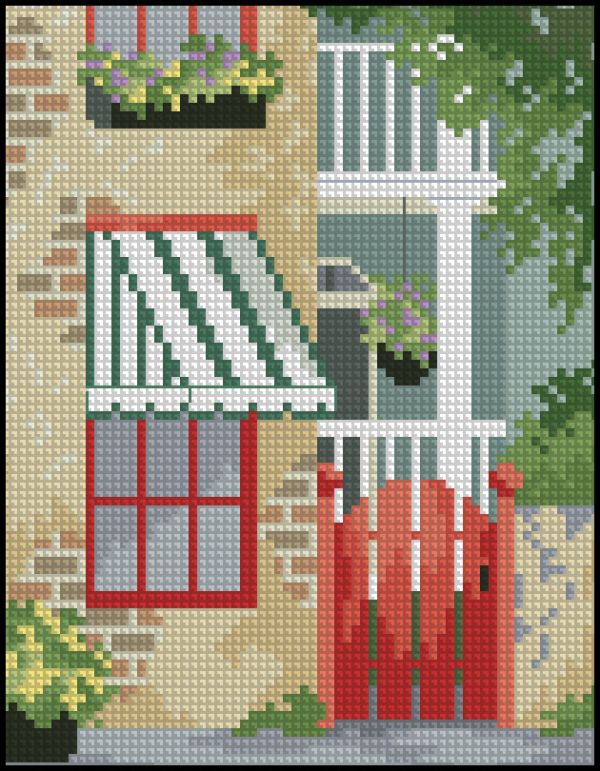 Вышивка крестом Окно с навесом