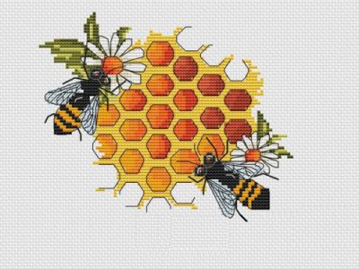 схема вышивки крестом пчелки