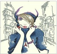 схема для вышивки крестом Парижанка №3