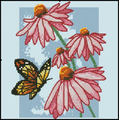 Вышивка крестом Эхинацея