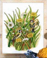 схема для вышивки крестом Щеглы