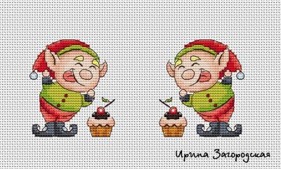 Вышивка крестом Сеня и пироженка