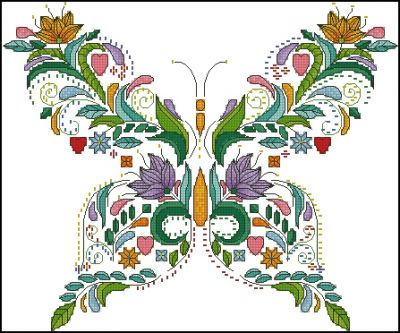 Вышивка крестом Цветочный мотылек