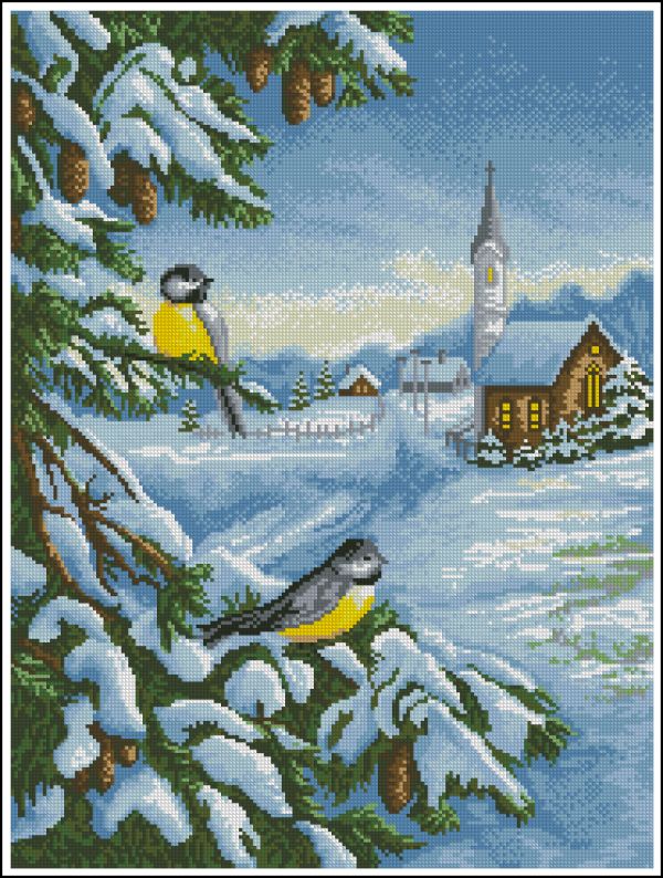 Вышивка крестом Снежная песня