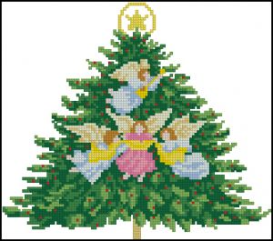 схема вышивки крестом ёлочка  с ангелочками