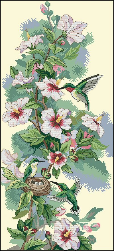 Вышивка крестом Гибискус и колибри