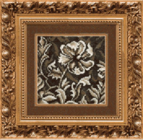 схема вышивки крестом цветок в коричневых тонах 2ч.
