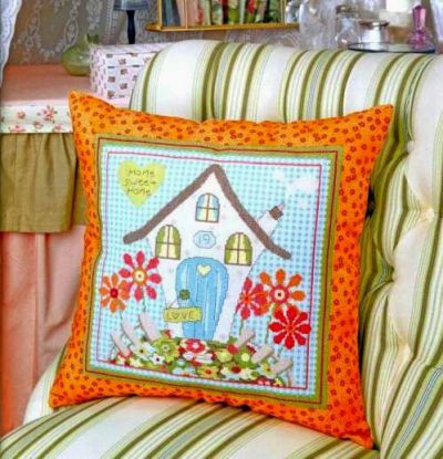 схема вышивки крестом подушка милый дом