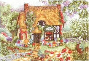 Вышивка крестом Котедж с подвесными корзинками