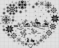 Вышивка крестом Зимнее сердечко - монохром