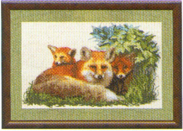 схема вышивки крестом лисья семья
