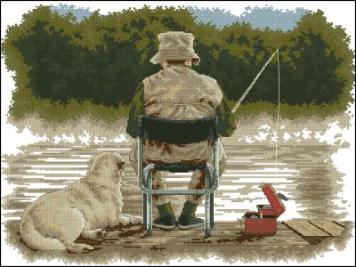 схема вышивки крестом друзья на рыбалке