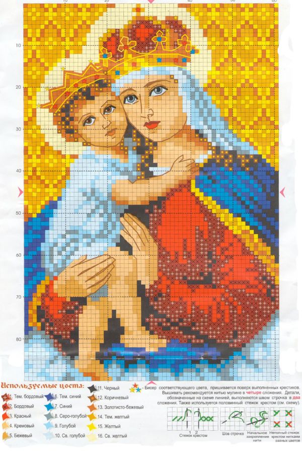 Вышивка крестом иконы Божией матери
