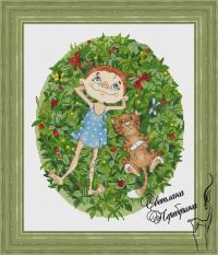 Вышивка крестом Маруся и котик