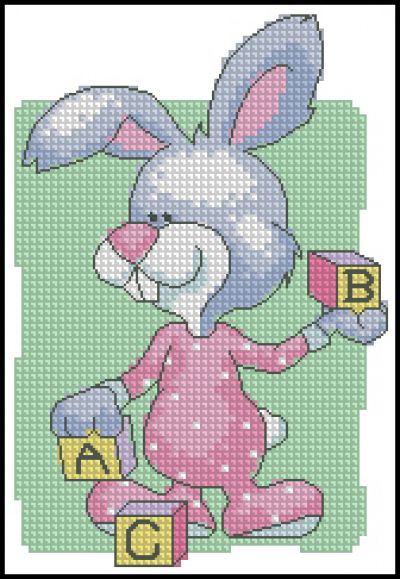 схема вышивки метрики зайка-малыш